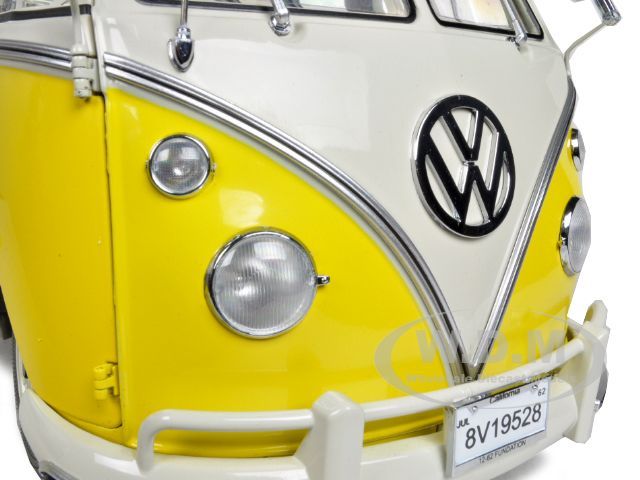 1962 VOLKSWAGEN SAMBA BUS YELLOW/WHITE 1/12 DIECAST MODEL BY SUNSTAR 