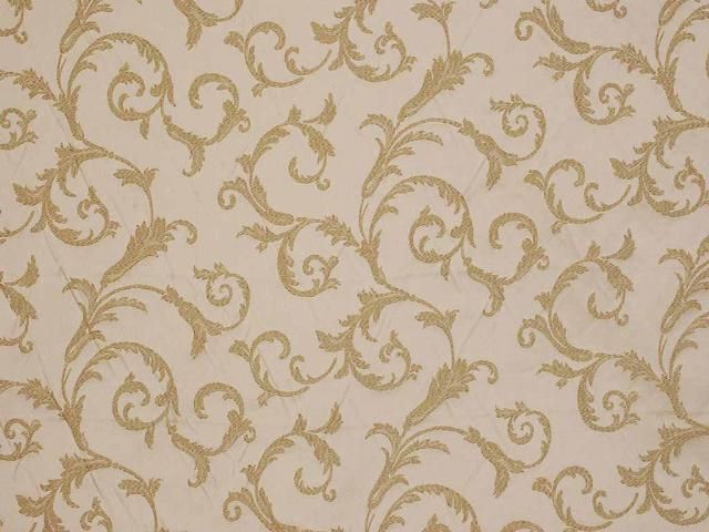 Taupe Gold French Swirl Drapery Upholstery Fabric  