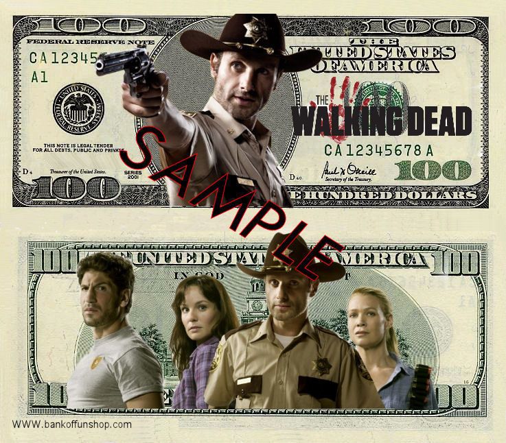 WALKING DEAD NOVELTY $100 BILL BOOKMARK  