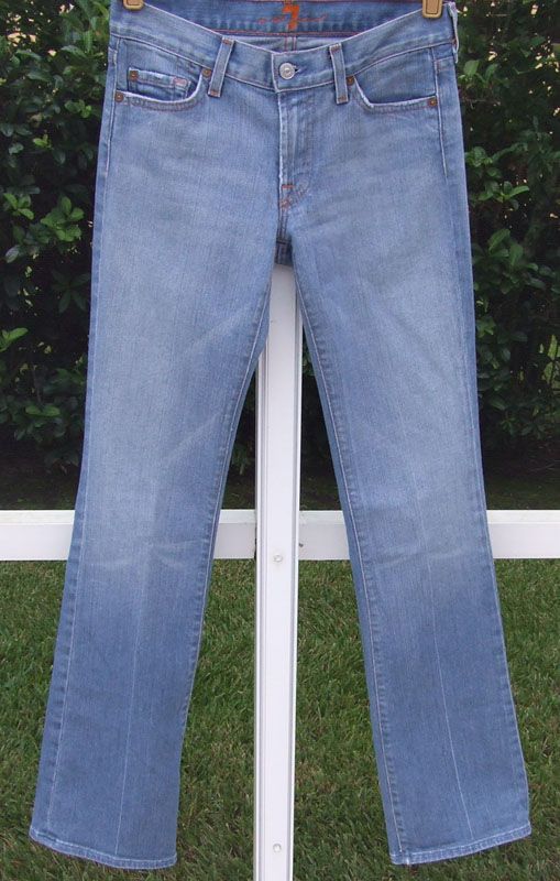 SEVEN FOR ALL MANKIND MD. BLUE DENIM BOOTCUT LOW RISE STRETCH JEANS 