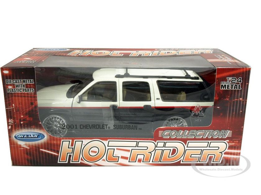 Brand new 124 scale diecast model of 2001 Chevrolet Suburban White 