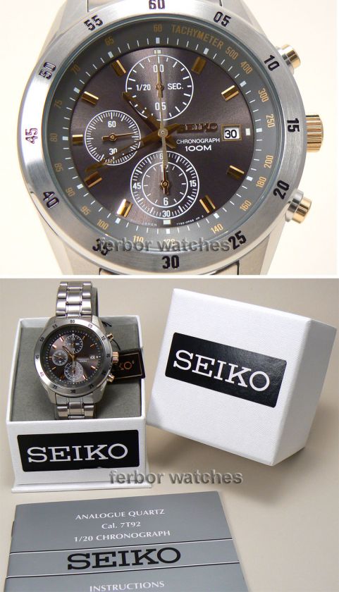 SEIKO CHRONO TACHY DATE GRAY FACE 100m SNDC51 SNDC51P1  