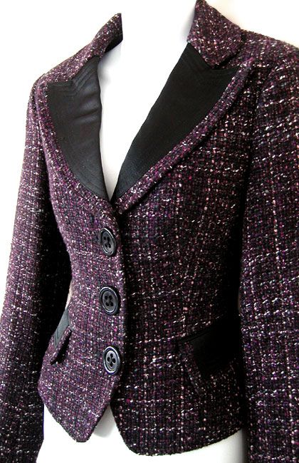 389 NANETTE LEPORE Mulberry Tweed Boucle JACKET * 4 / 6  