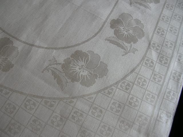Antique Damask Linen PANSY Guest/Hand/Bath TOWEL  German^j^  