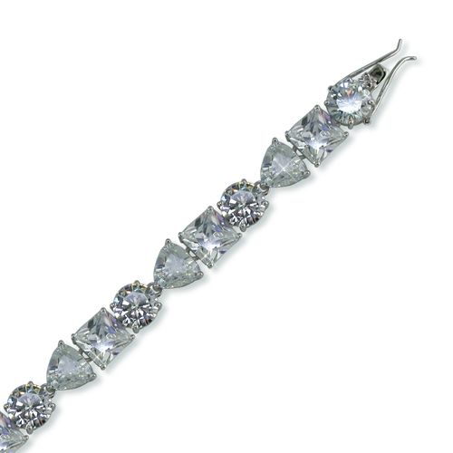 37 CT ROUND PRINCESS TRIANGLE SHAPED CZ TENNIS BRACELET  