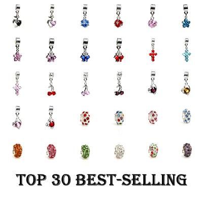 Crystal stone silver European for bracelet pendant beads charms X mas 