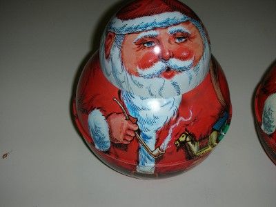 VINTAGE   1980   BRISTOL WARE   ROLY POLY SANTA TOBACCO TINS 