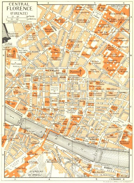 ITALY North Tuscany Central Florence, 1953 map  