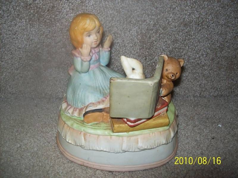 Vintage Toyo Peter Rabbit China Figurine Music Box  