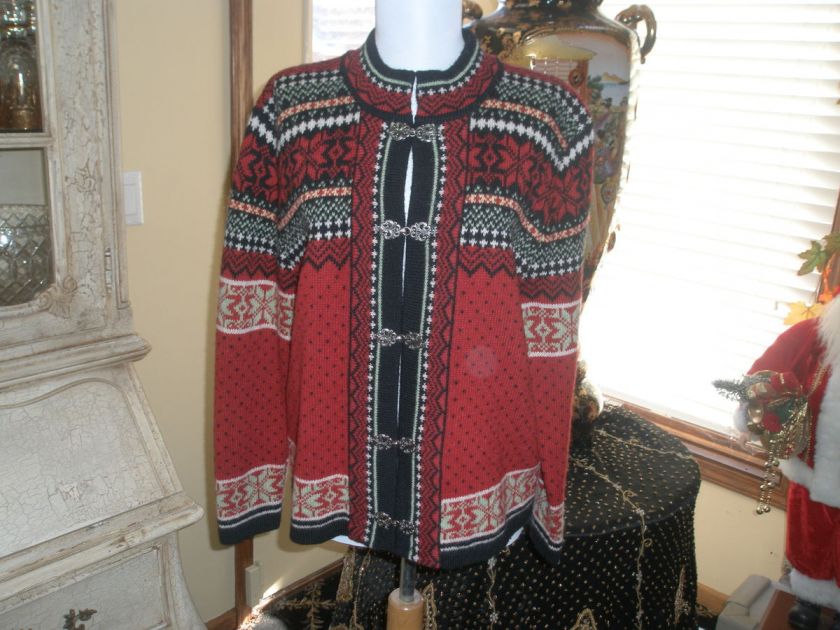   Design Sweater Cardigan Jacket Norwegian Style Size M Gorsuch  