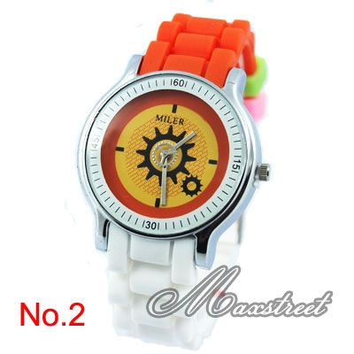   Ladies Girls Silicone Quartz Wrist Watch Gear Second Hand  