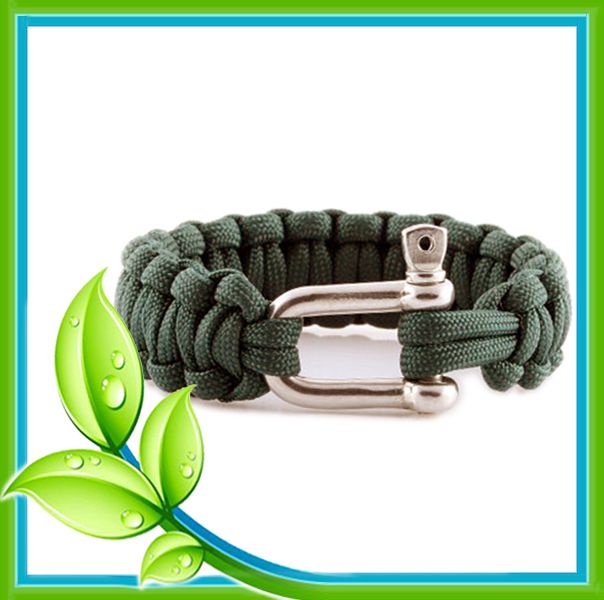 Paracord 550 Steel Shackle Survival Bracelet Camping  