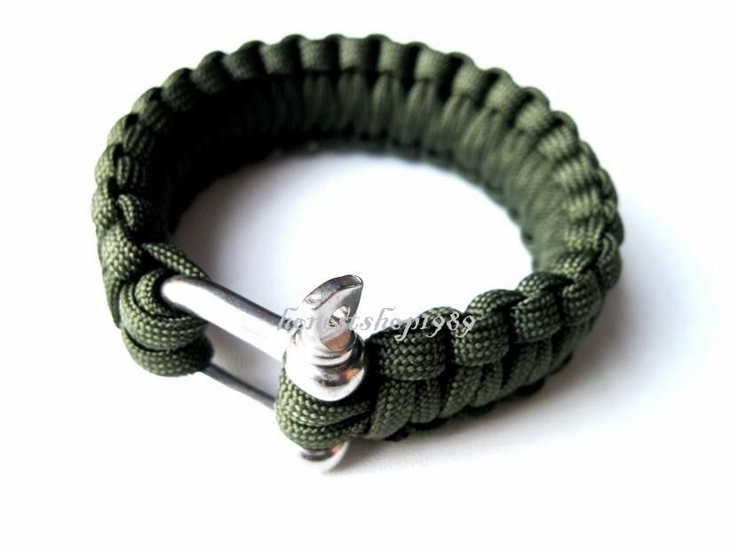   shackle knitted up by several feet of parachute cord which can be