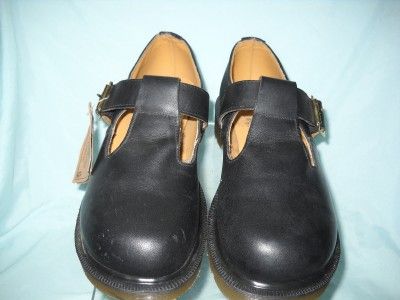 DR. MARTENS BLACK LEATHER AIR CUSHIONED COMFORT T BAR SHOES US 7 NWOB 