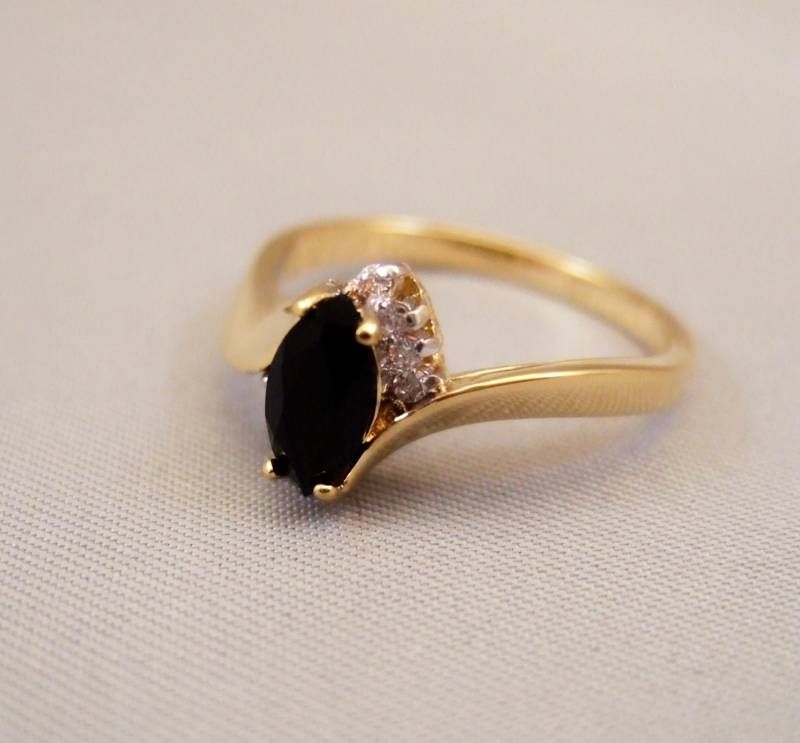 14k Gold Plated Black Onyx and CZ Ring  