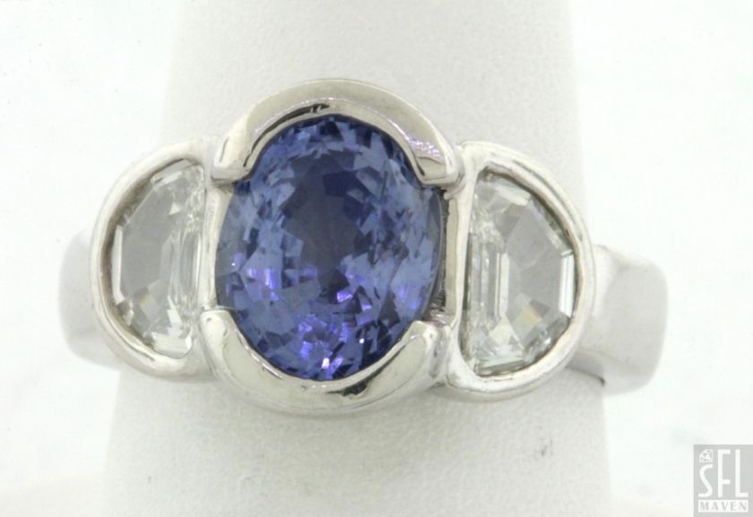 HEAVY PLATINUM 5.45CTW VS2/H DIAMOND/CEYLON SAPPHIRE COCKTAIL RING 