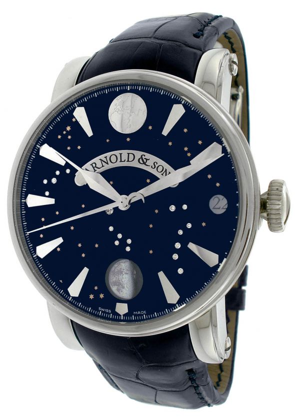 Arnold & Son True Moon Phase Blue Diamond Star Dial Swiss Automatic 