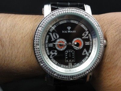 MENS NEW DIAMOND MASTER 2 ROW BEZEL+ .12CTW GENUINE DIAMOND WHITE 