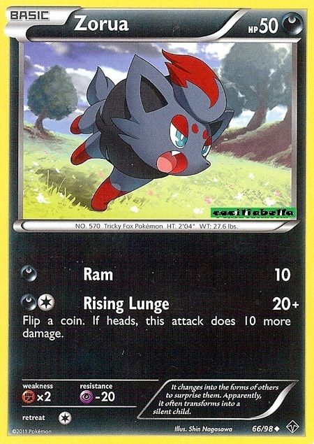 copies Pokemon Card Emerging Powers 66 98 Zorua  