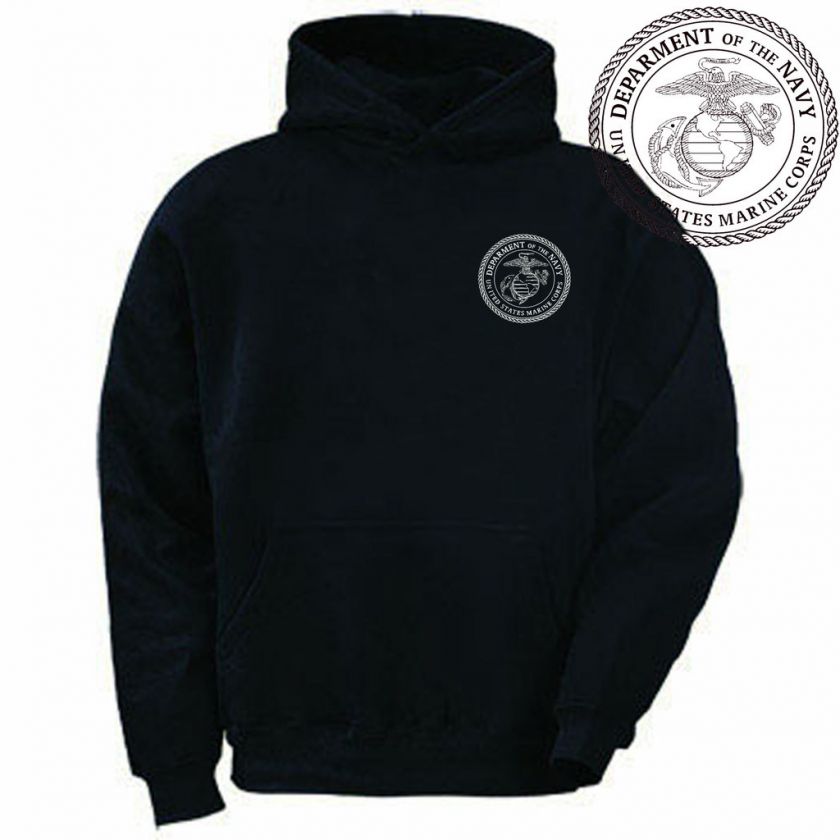 US Marine Corps USMC Military Printed Men Black Hoodie  