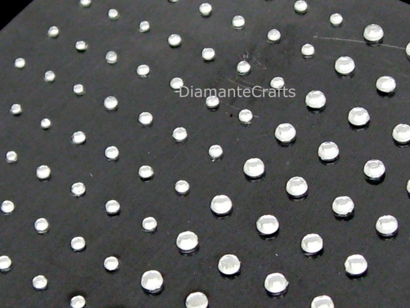 1mm 2mm 3mm CLEAR round DIAMANTE gems   self adhesive  