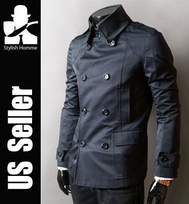 StylishHomme Luxury double trench Coat Navy (Sz XS)  