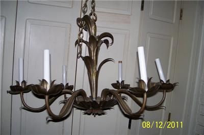 STUNNING Vintage Ornate Brass Chandelier HUGE Laurel  