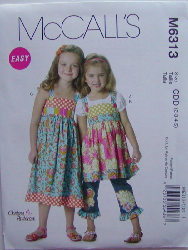 McCalls Pattern 6313 Girls SUNDRESS TOP JEAN RUFFLE 2 5  