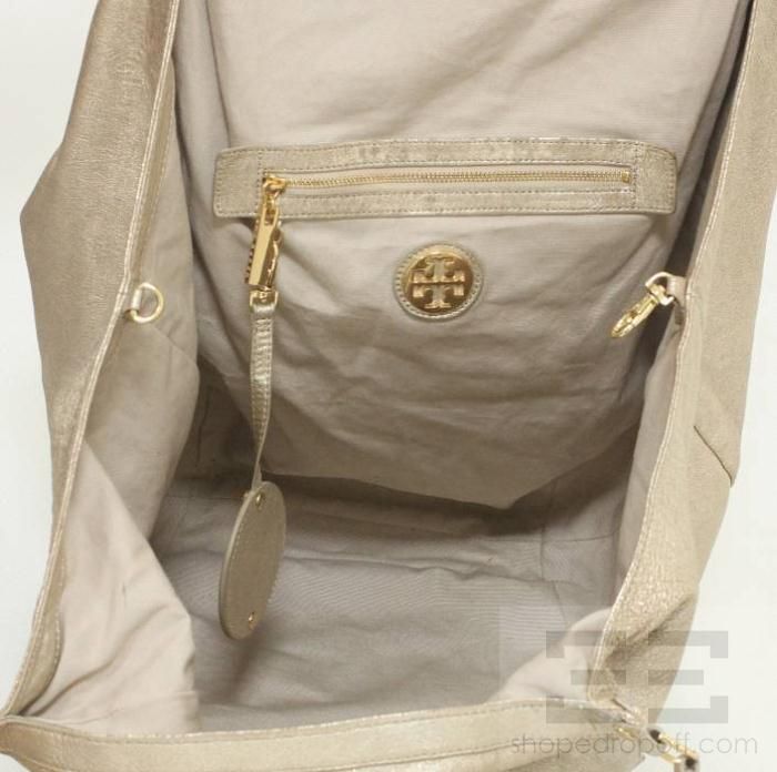 Tory Burch Distressed Gold Leather Tassel Handbag  