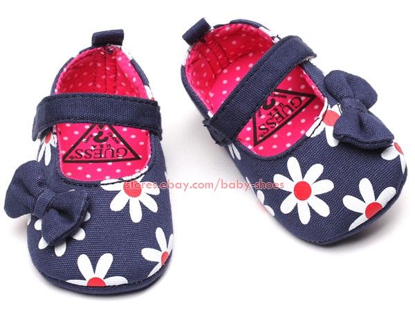   Jane Toddler Baby Girl Denim Bow Walking Shoes Size 3 12 Mons.  