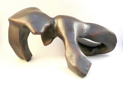 Vintage 1970s 80s SIGNED Abstract Modernist Bronze SCULPTURE by 