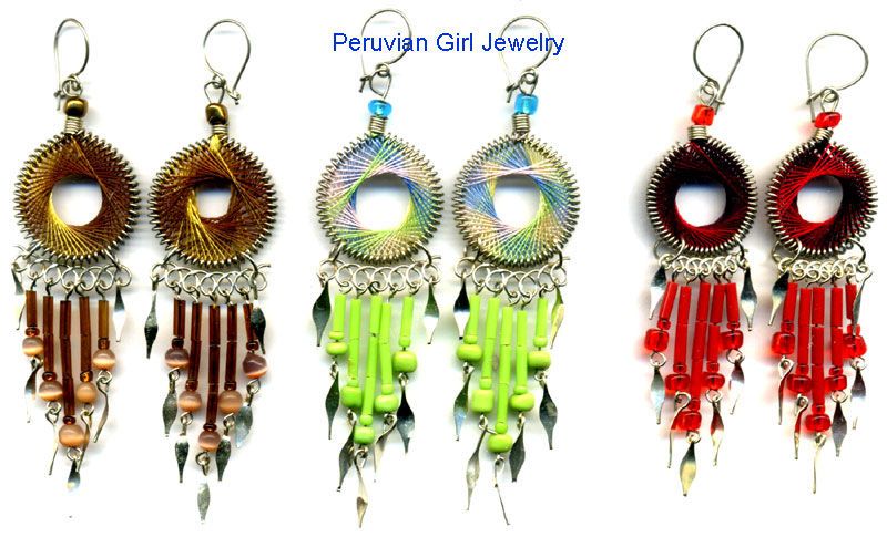 10 THREAD EARRINGS NEW PERU ARTISAN JEWELRY PERUVIAN  