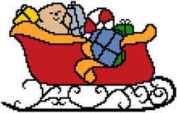 Sleigh Christmas Noel Santa Cross Stitch Pattern Chart  