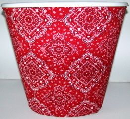 Red Bandana Black White Design Rodeo Wastebasket Trash Can  