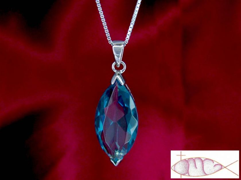 Sterling Silver X Large Aquamarine Marquise Pendant Necklace