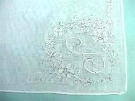 Hanky initial Monogram hand embroidered handkerchief  