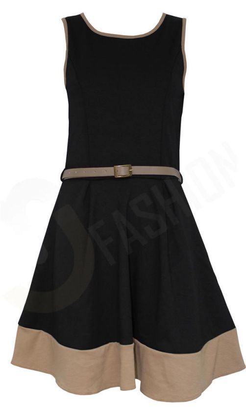   SLEEVELESS TAILORED SKATER DRESS TOP 8 10 12 14 WINE BLACK NAVY  