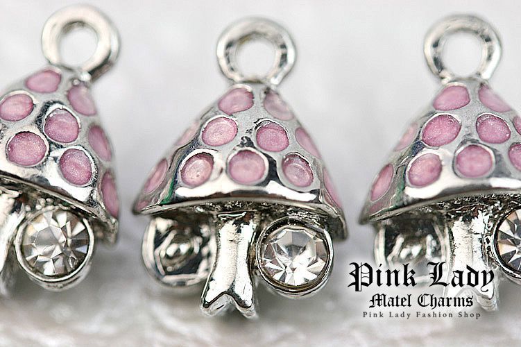 H207 Cute Dotted Mushroom Bead Charm Wholesale (3pcs)  