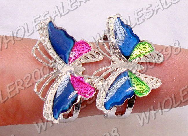 100pc Adjustable Butterfly Mood Children Rings/Credible  