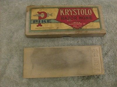 ANTIQUE/VINTAGE PIKE KRYSTOLO WATER RAZOR HONE W/BOX U.S.A.  