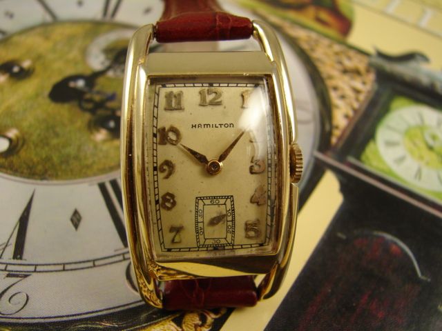 RARE 14K GOLD FL HAMILTON CURVEX ART DECO MENS DRESS WATCH VINTAGE 