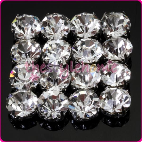 40X 8mm Loose Faceted Sew On shiny Rhinestone Beads bags clothes 