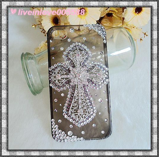 New 3D Cross Holy Deco Bling Glitter Crystal Cover Case For Apple 