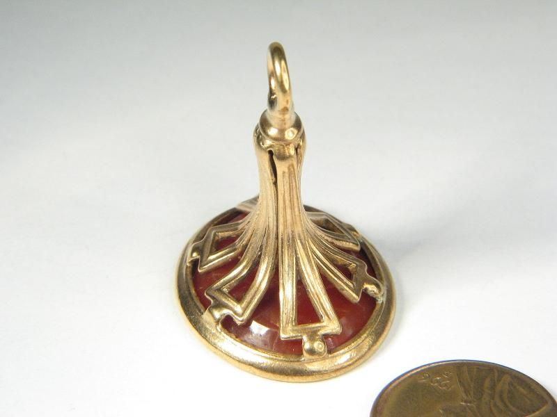 ANTIQUE GEORGIAN GILT AGATE INTAGLIO SEAL FOB c1800  