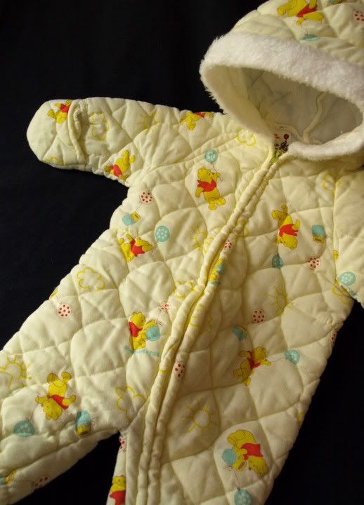 Vintage 70s WINNIE the POOH newborn baby hooded SLEEPER  