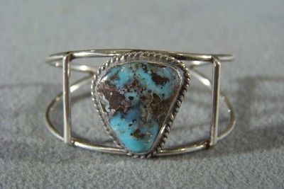 WOW ANTIQUE ARTIST TURQUOISE SILVER WIDE CUFF BRACELET  