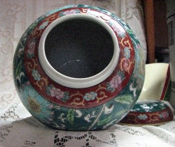 VINTAGE JAPANESE COVERED URN/VASE SIGNED FLORAL HP  