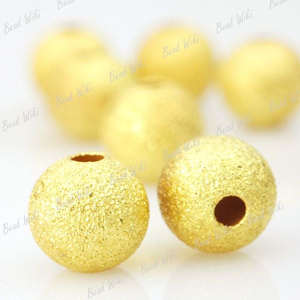 95pcs Gold Plated Round Stardust Charm Metal Bead MB015  