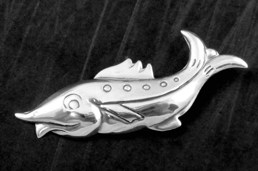   MEXICO MEXICAN STERLING SILVER AGUILAR DESIGN FISH PIN BROOCH 14962