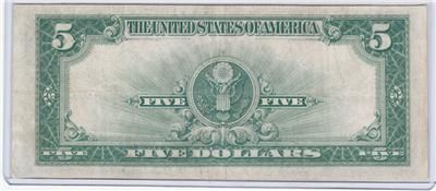   TREASURE   ONLY ISSUE 1923 $5 LINCOLN PORTHOLE SILVER CERTIFICATE